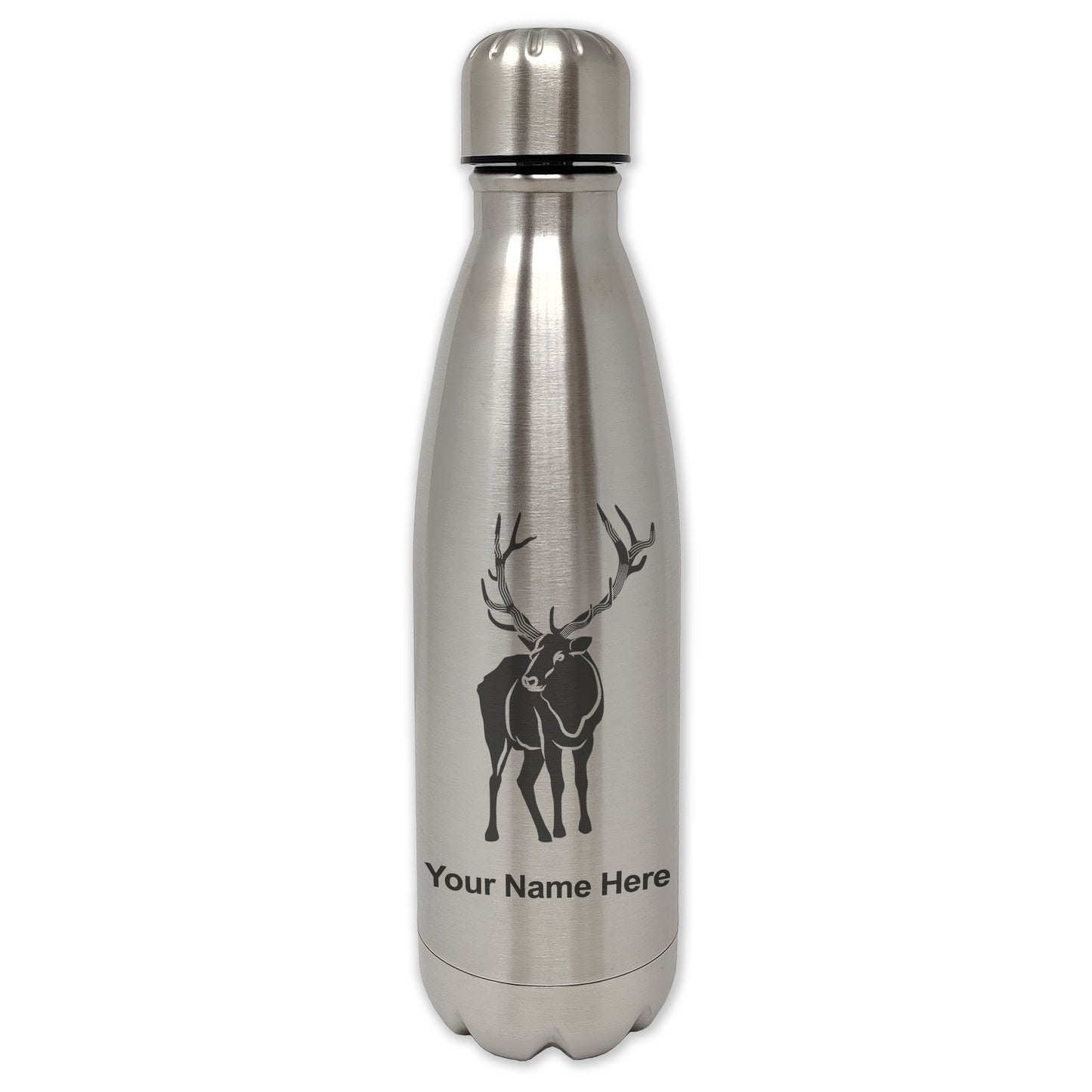 LaserGram Double Wall Water Bottle, Elk, Personalized Engraving Included