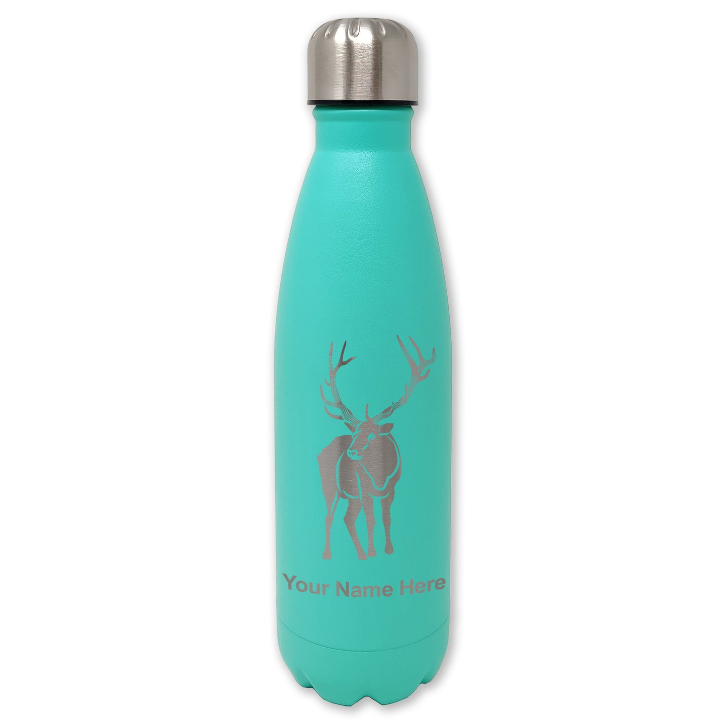 LaserGram Double Wall Water Bottle, Elk, Personalized Engraving Included
