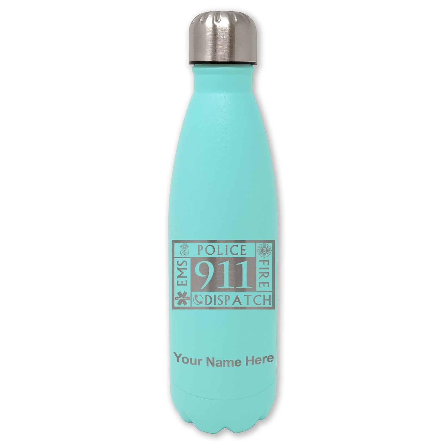 LaserGram Double Wall Water Bottle, Emergency Dispatcher 911, Personalized Engraving Included