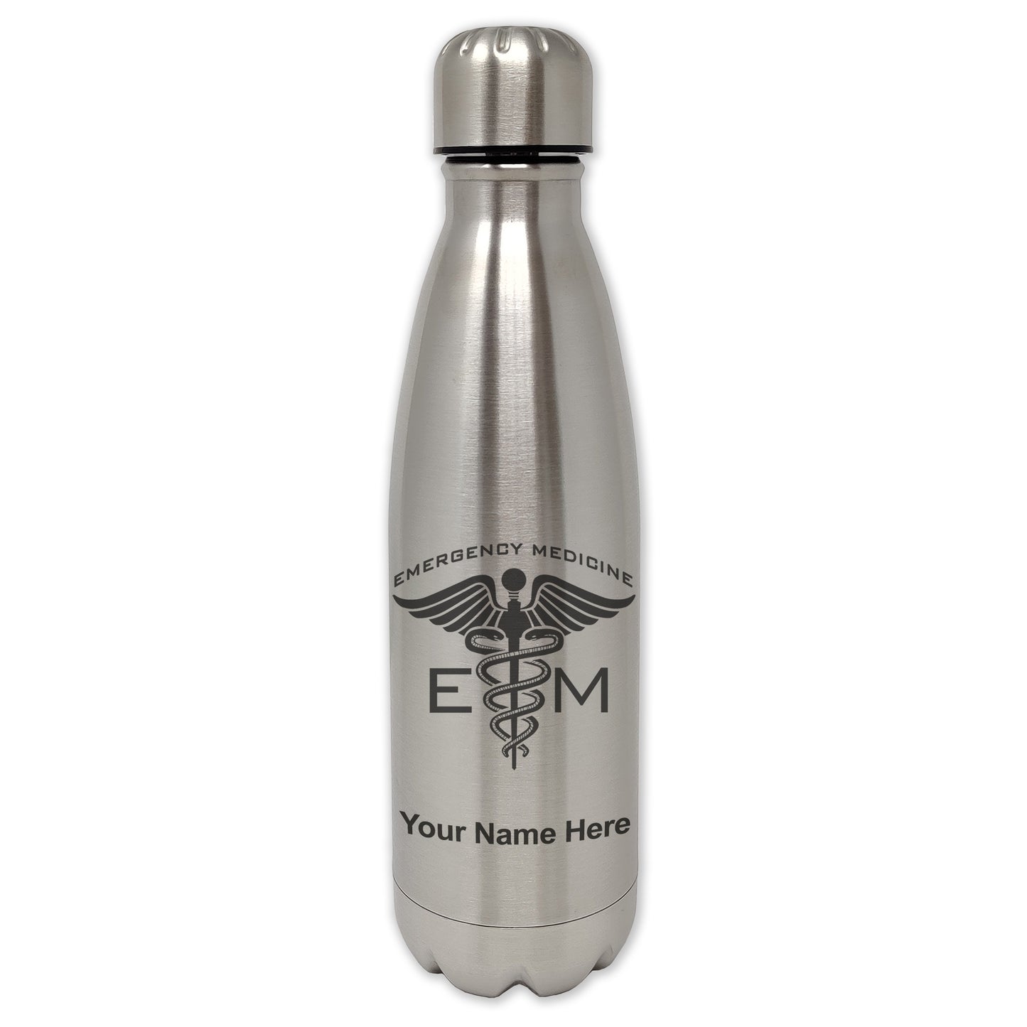 LaserGram Double Wall Water Bottle, Emergency Medicine, Personalized Engraving Included
