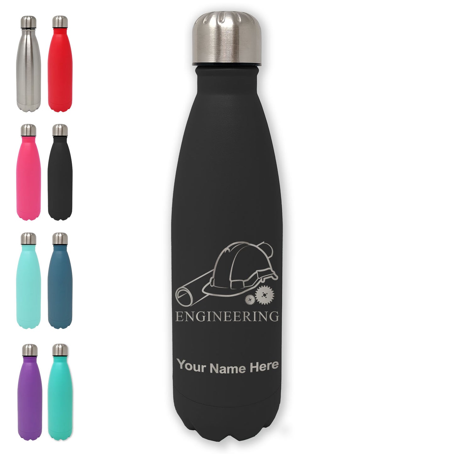 LaserGram Double Wall Water Bottle, Engineering, Personalized Engraving Included