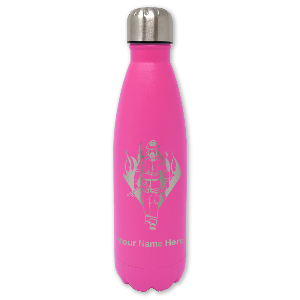 LaserGram Double Wall Water Bottle, Fireman, Personalized Engraving Included