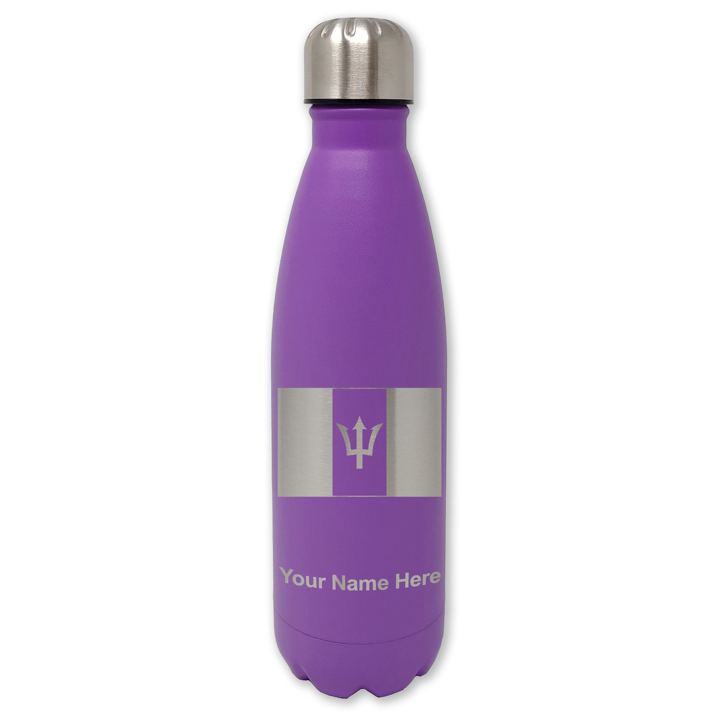 LaserGram Double Wall Water Bottle, Flag of Barbados, Personalized Engraving Included