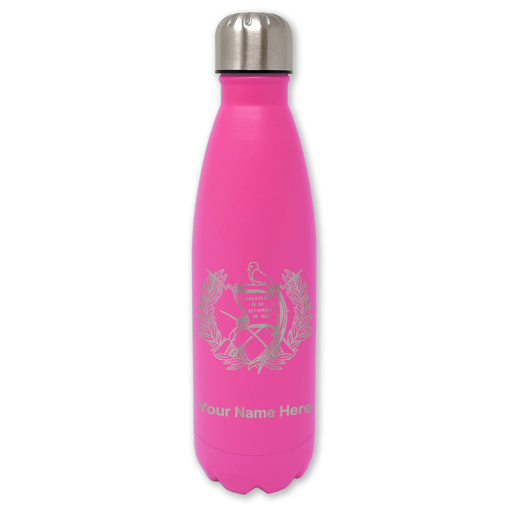 LaserGram Double Wall Water Bottle, Flag of Guatemala, Personalized Engraving Included