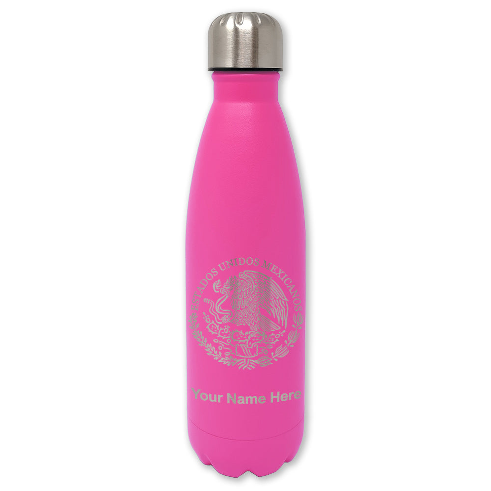 LaserGram Double Wall Water Bottle, Flag of Mexico, Personalized Engraving Included