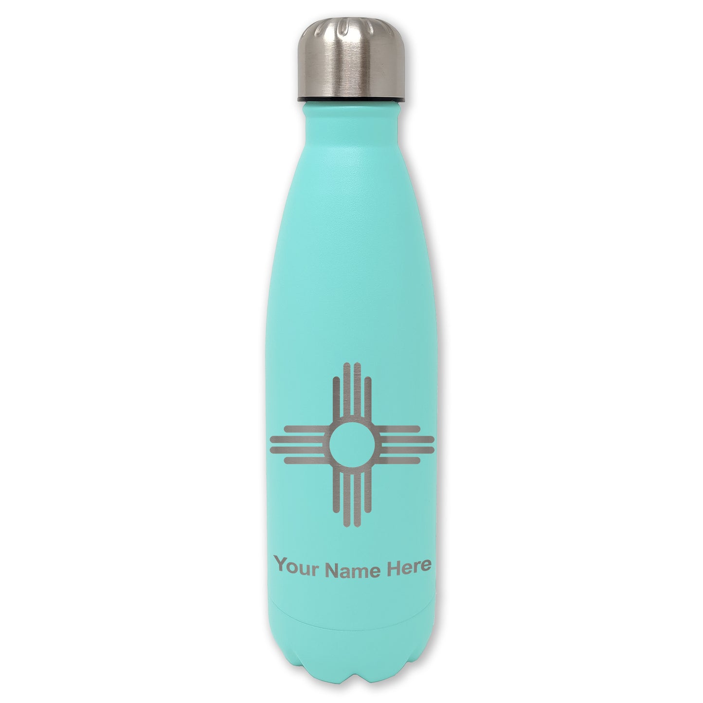 LaserGram Double Wall Water Bottle, Flag of New Mexico, Personalized Engraving Included