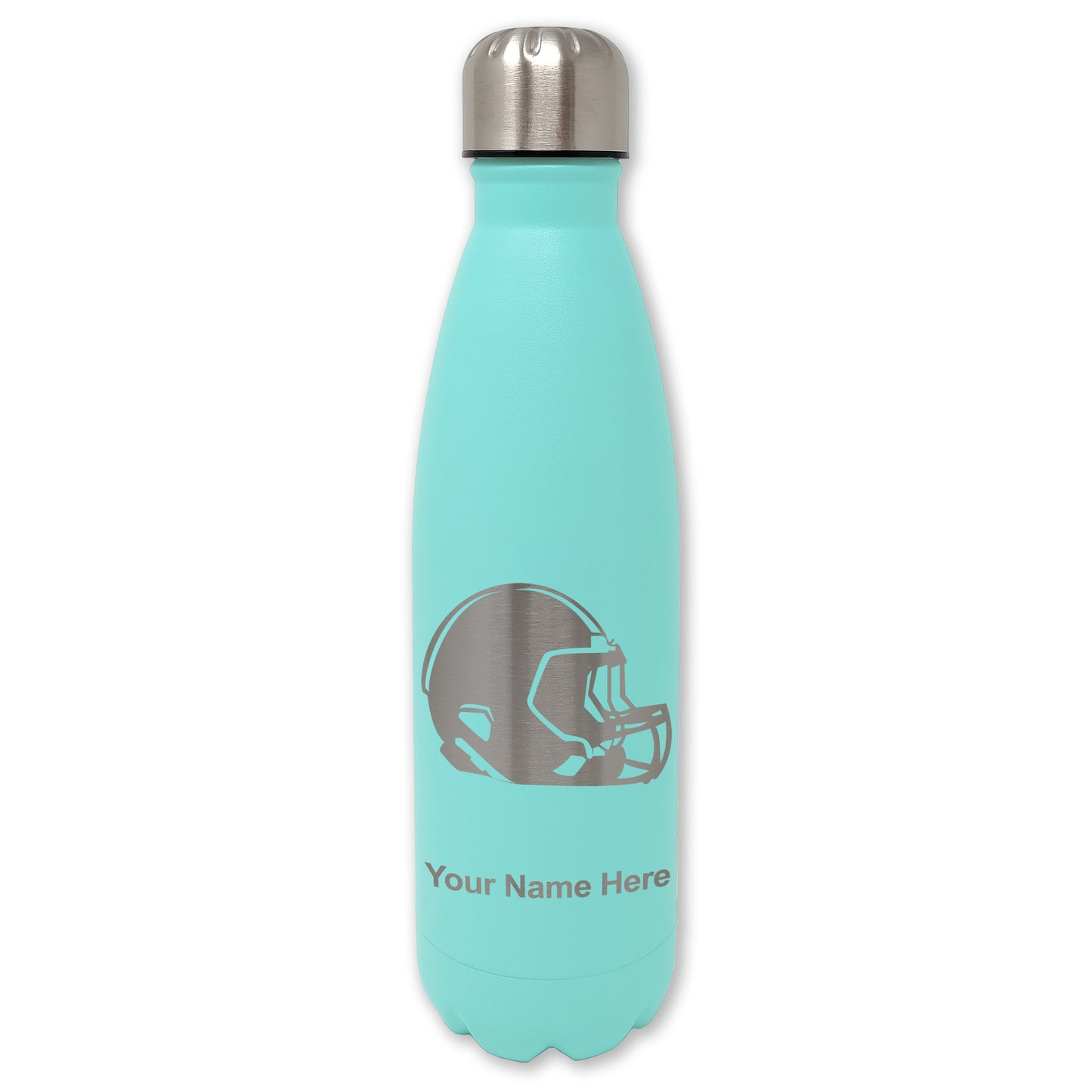 LaserGram Double Wall Water Bottle, Football Helmet, Personalized Engraving Included