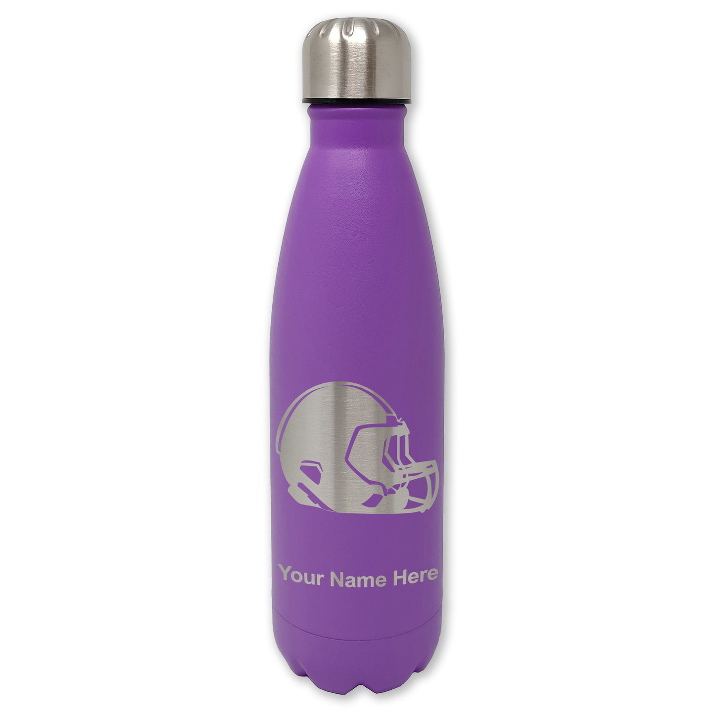 LaserGram Double Wall Water Bottle, Football Helmet, Personalized Engraving Included