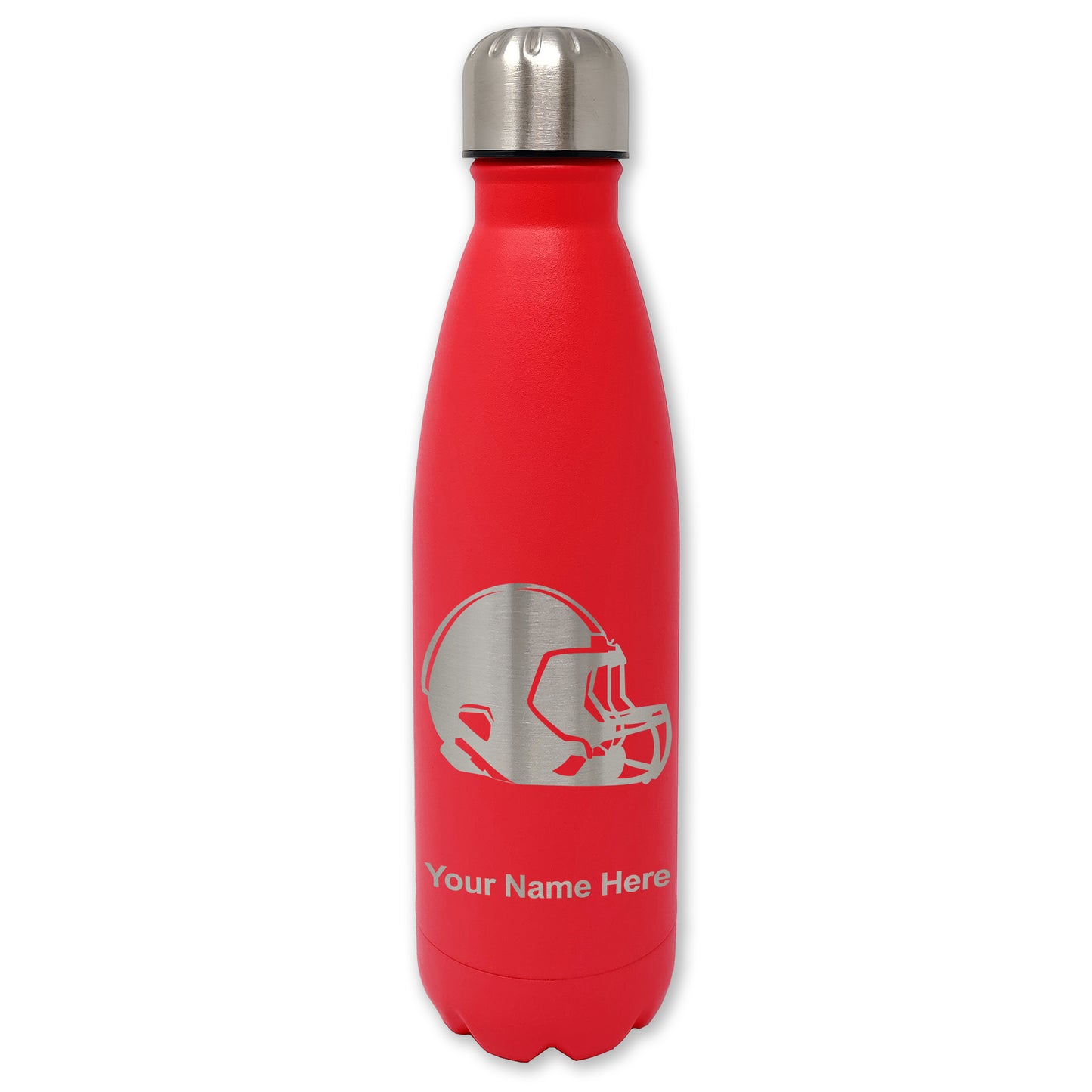 LaserGram Double Wall Water Bottle, Football Helmet, Personalized Engraving Included