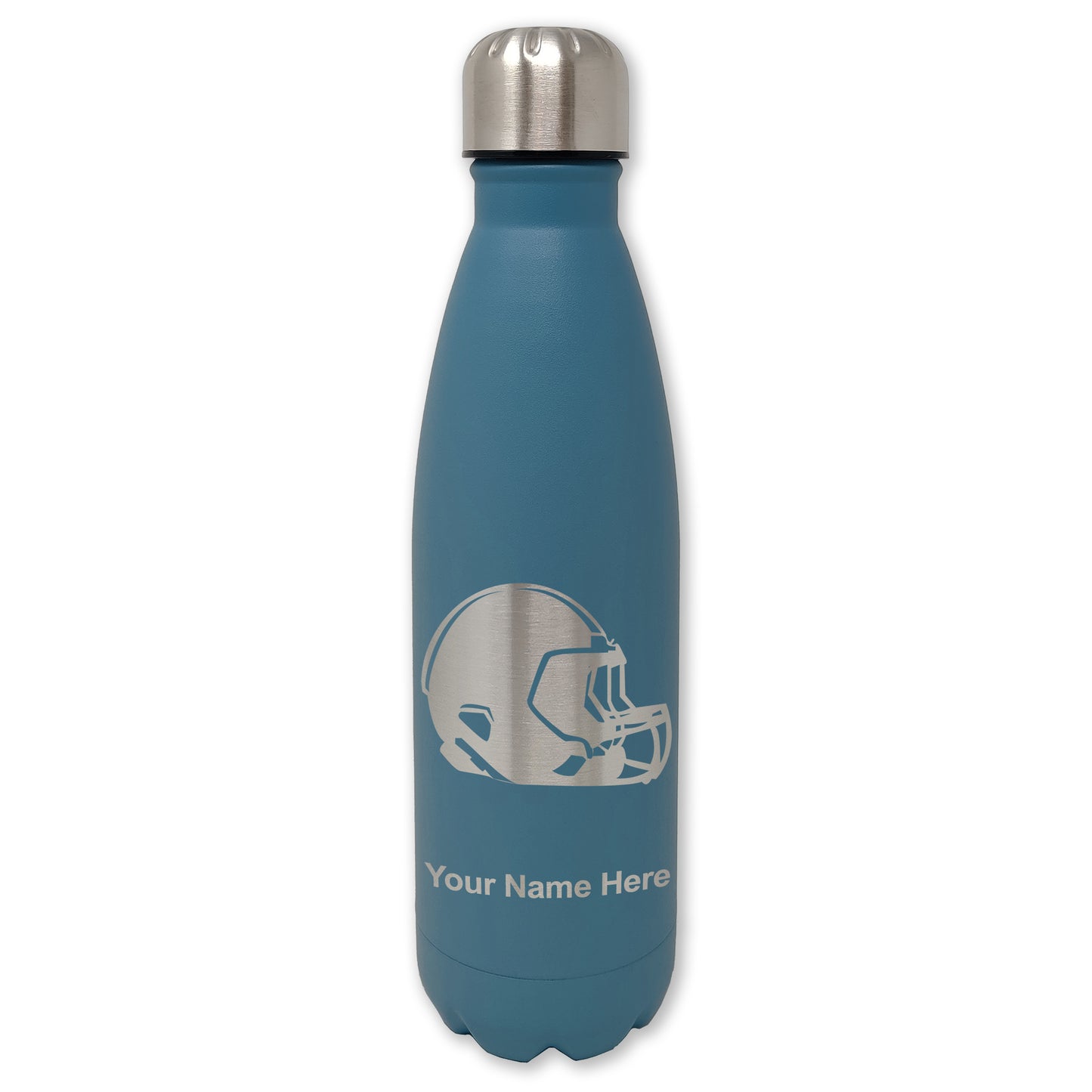 LaserGram Double Wall Water Bottle, Football Helmet, Personalized Engraving Included