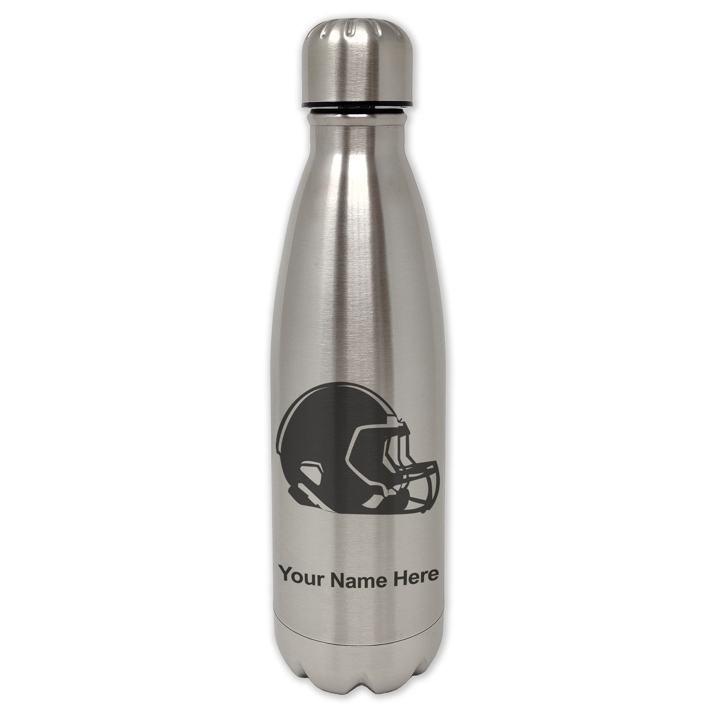 LaserGram Double Wall Water Bottle, Football Helmet, Personalized Engraving Included