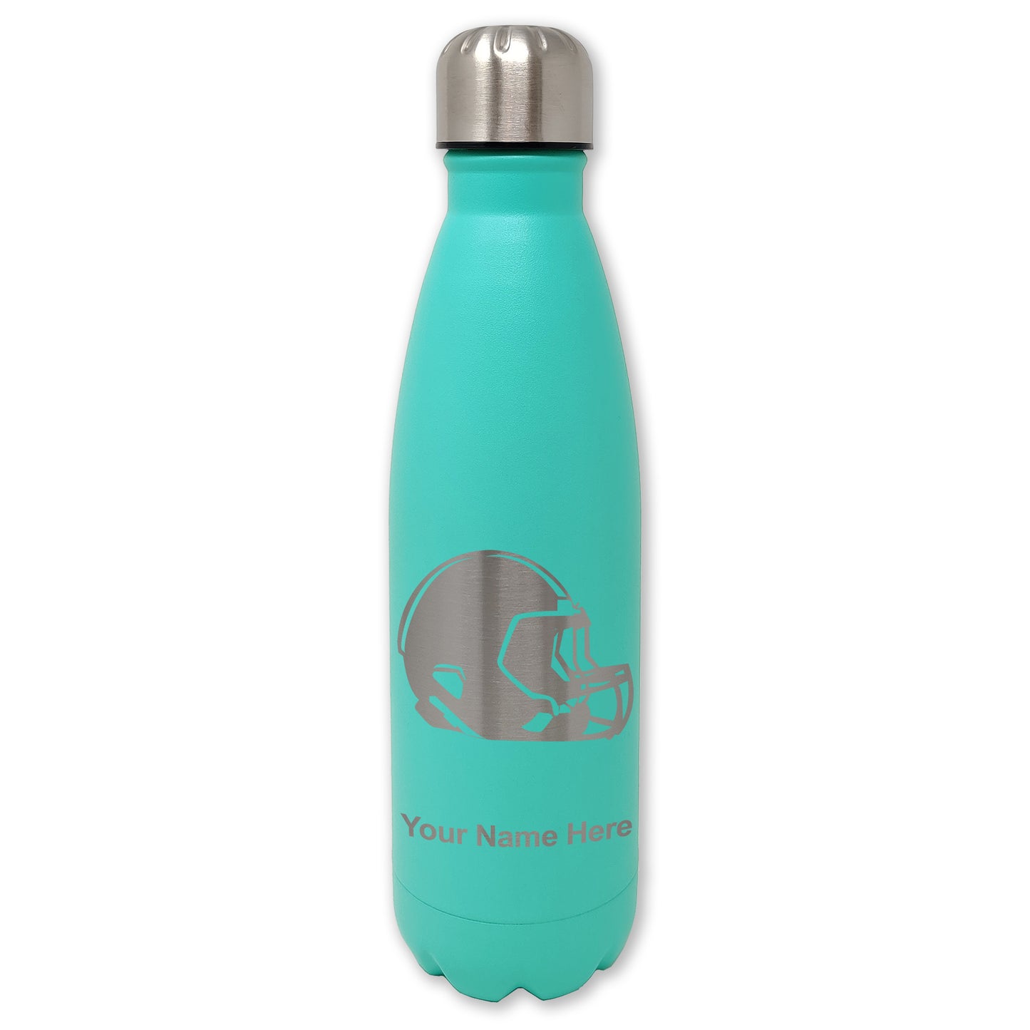 LaserGram Double Wall Water Bottle, Football Helmet, Personalized Engraving Included