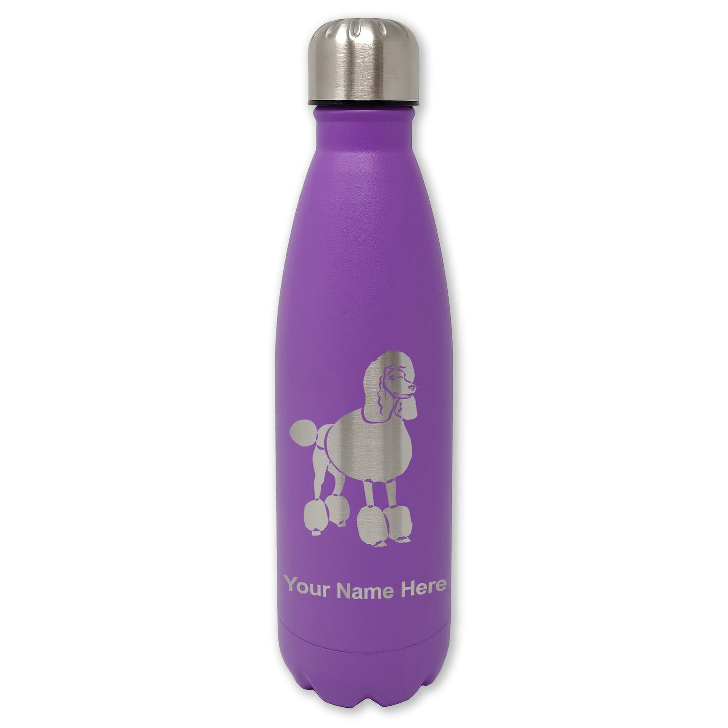 LaserGram Double Wall Water Bottle, French Poodle Dog, Personalized Engraving Included