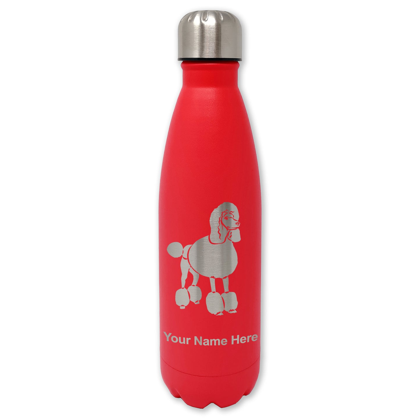 LaserGram Double Wall Water Bottle, French Poodle Dog, Personalized Engraving Included