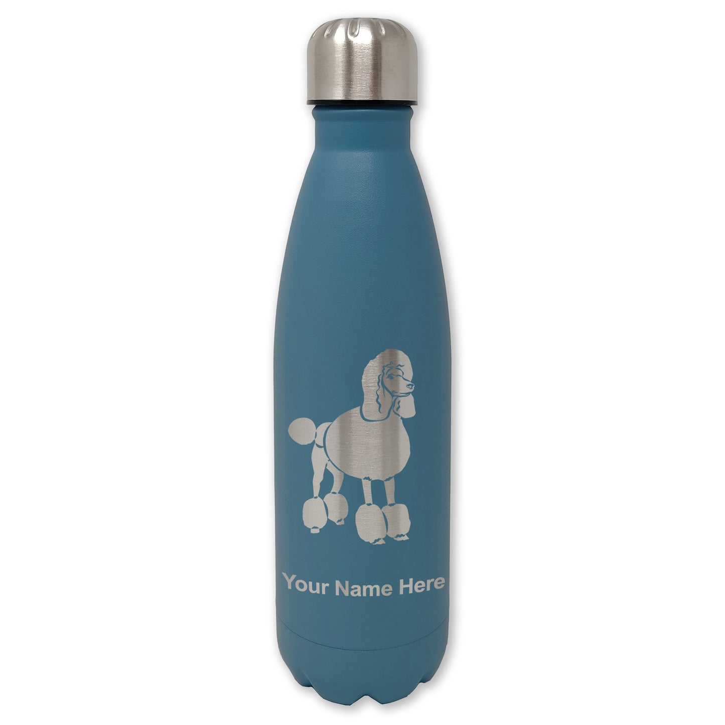 LaserGram Double Wall Water Bottle, French Poodle Dog, Personalized Engraving Included