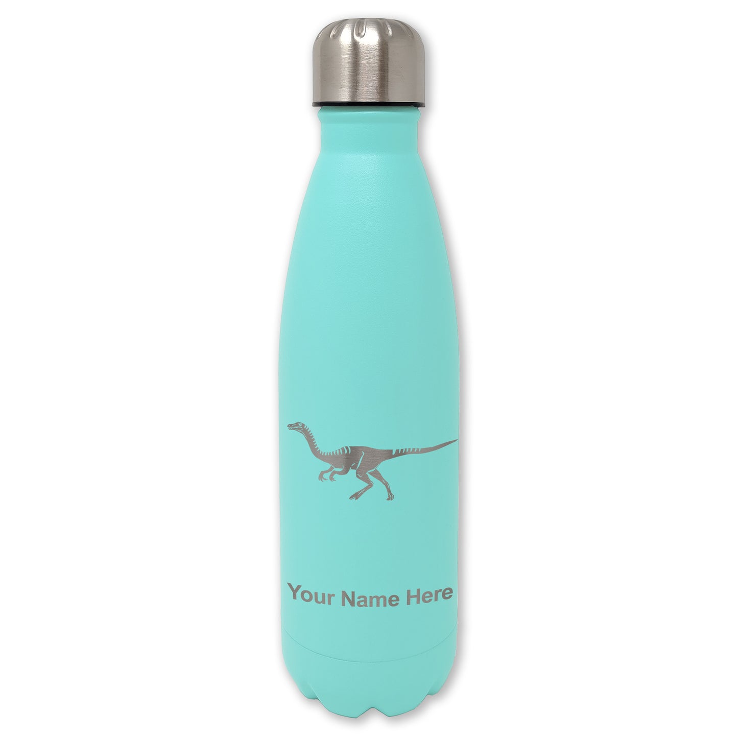 LaserGram Double Wall Water Bottle, Gallimimus Dinosaur, Personalized Engraving Included
