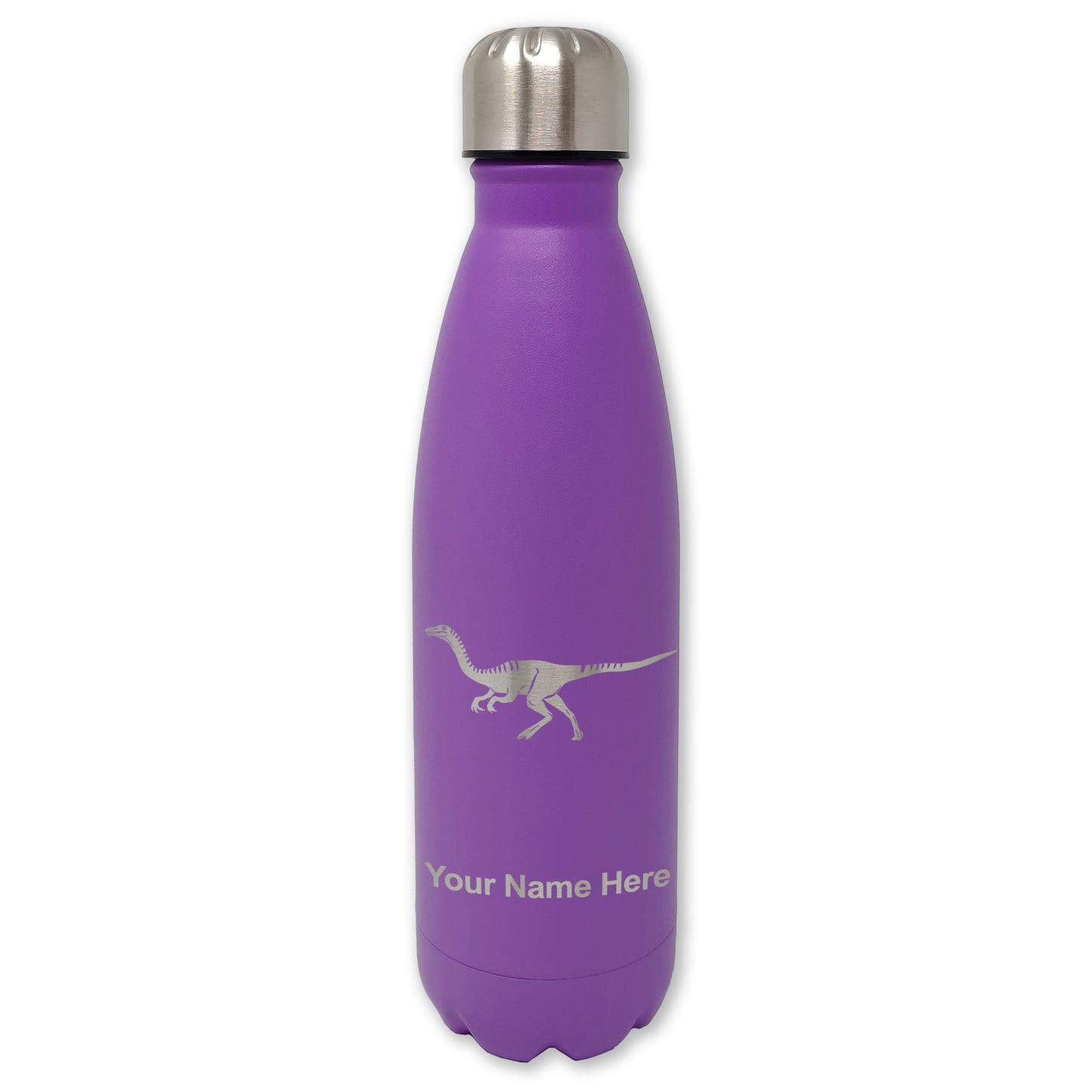 LaserGram Double Wall Water Bottle, Gallimimus Dinosaur, Personalized Engraving Included