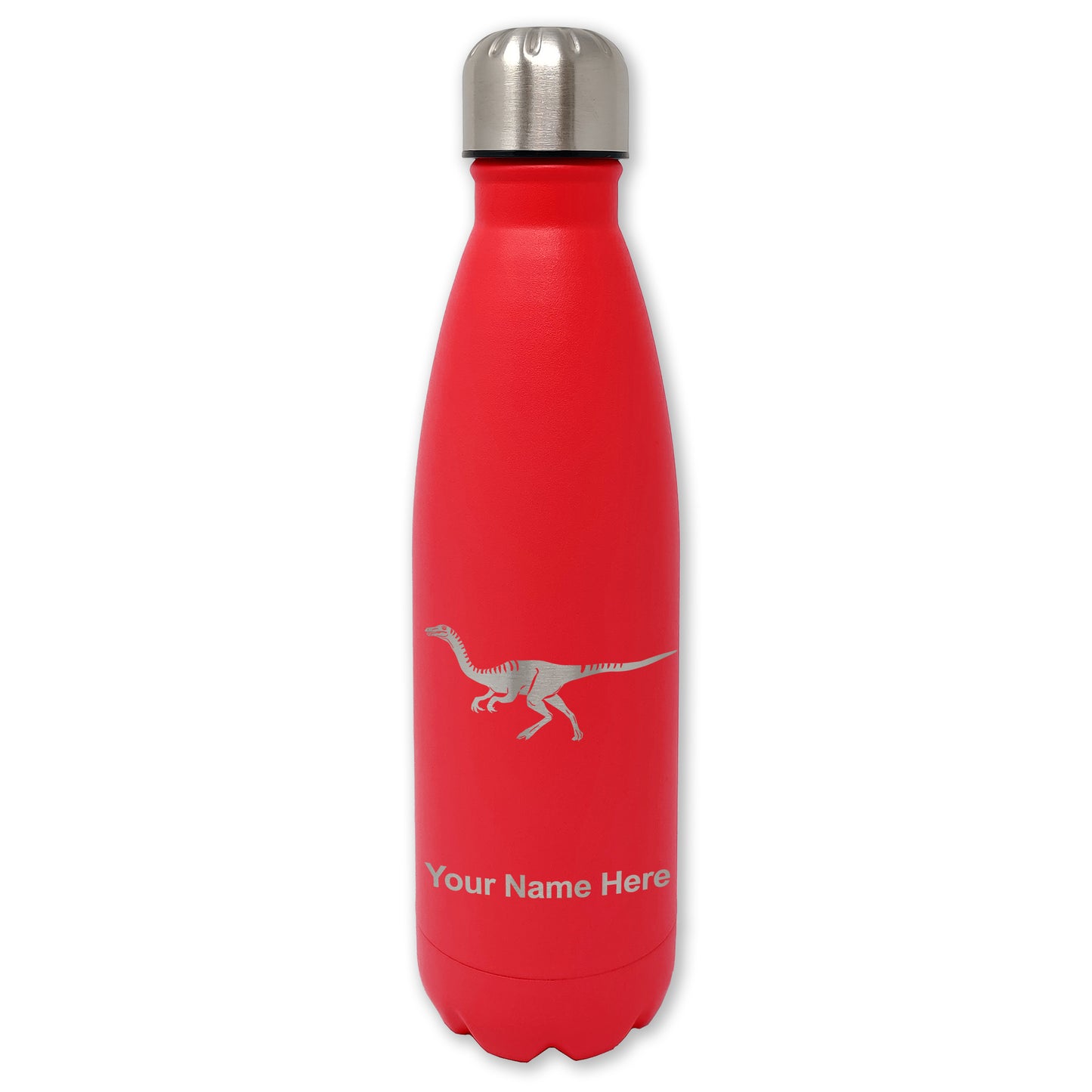 LaserGram Double Wall Water Bottle, Gallimimus Dinosaur, Personalized Engraving Included
