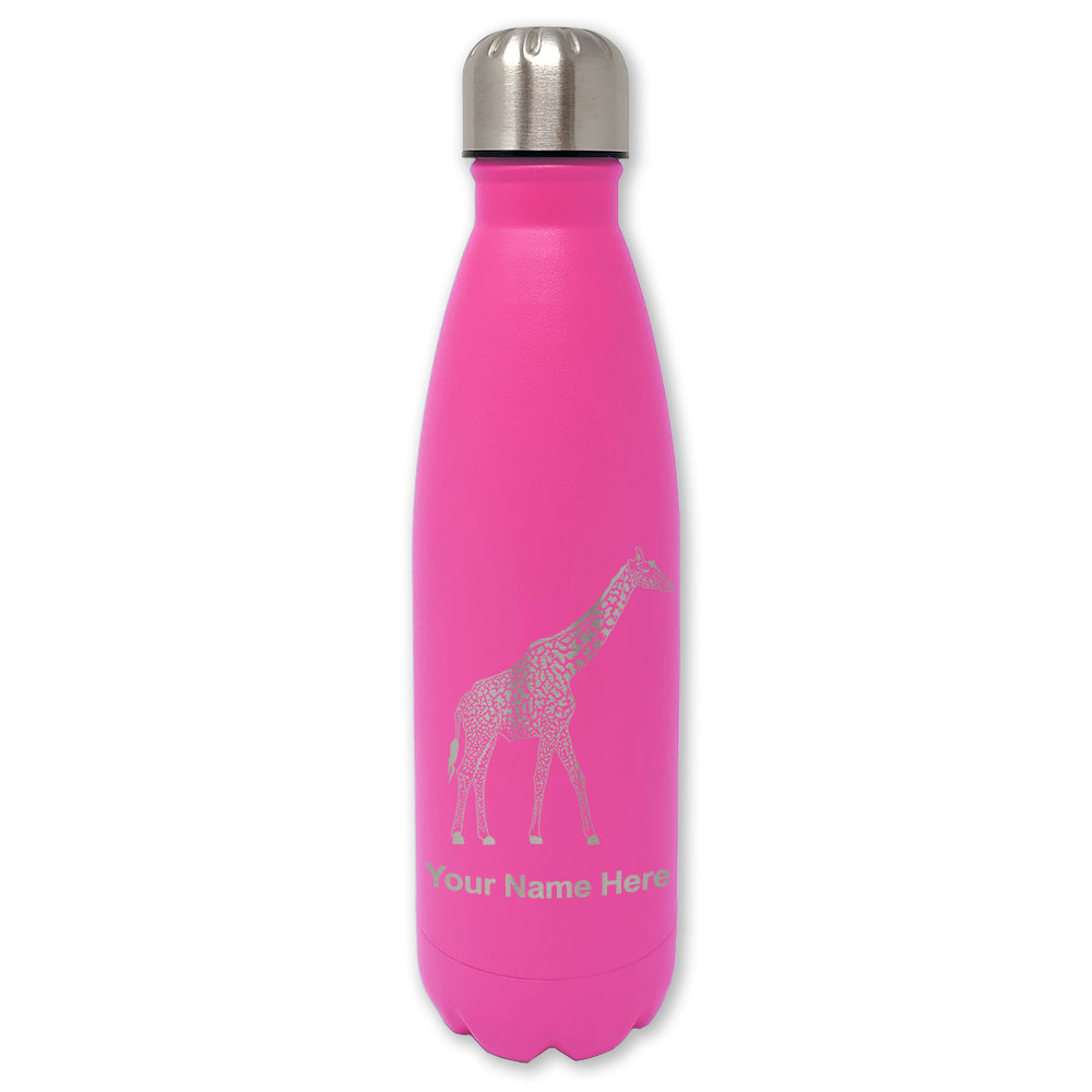 LaserGram Double Wall Water Bottle, Giraffe, Personalized Engraving Included