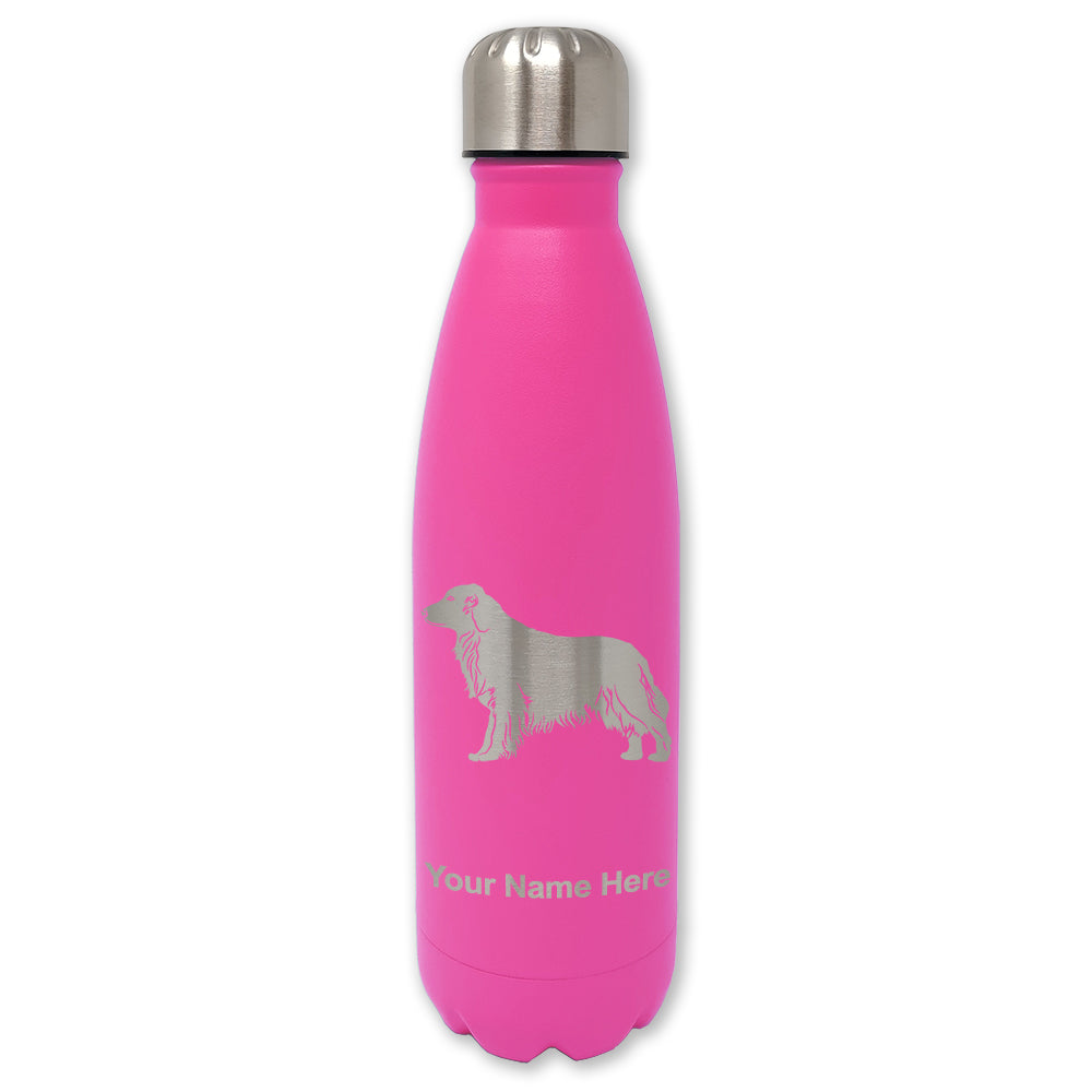 LaserGram Double Wall Water Bottle, Golden Retriever Dog, Personalized Engraving Included