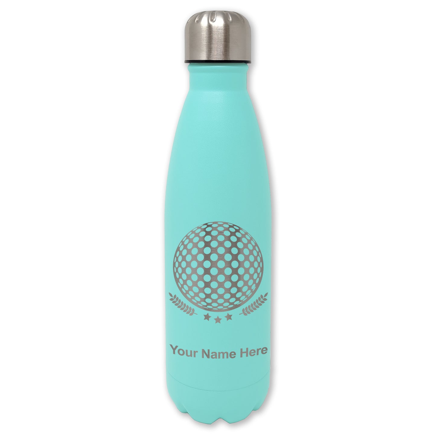 LaserGram Double Wall Water Bottle, Golf Ball, Personalized Engraving Included