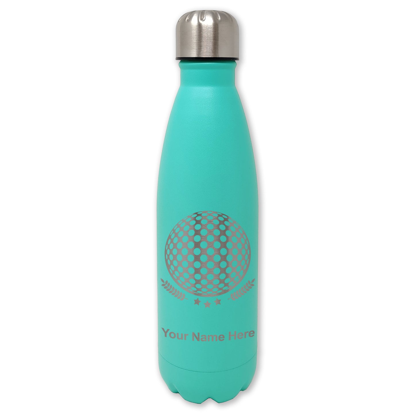 LaserGram Double Wall Water Bottle, Golf Ball, Personalized Engraving Included