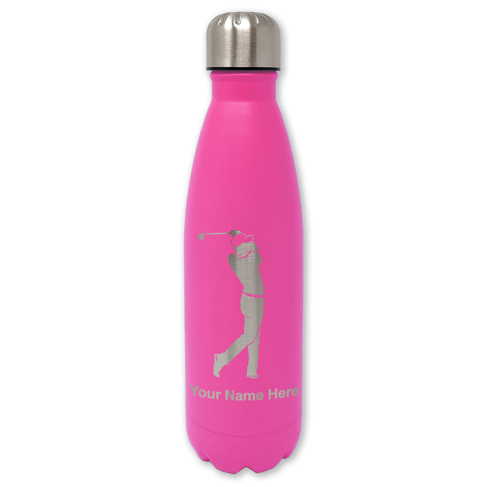 LaserGram Double Wall Water Bottle, Golfer Golfing, Personalized Engraving Included