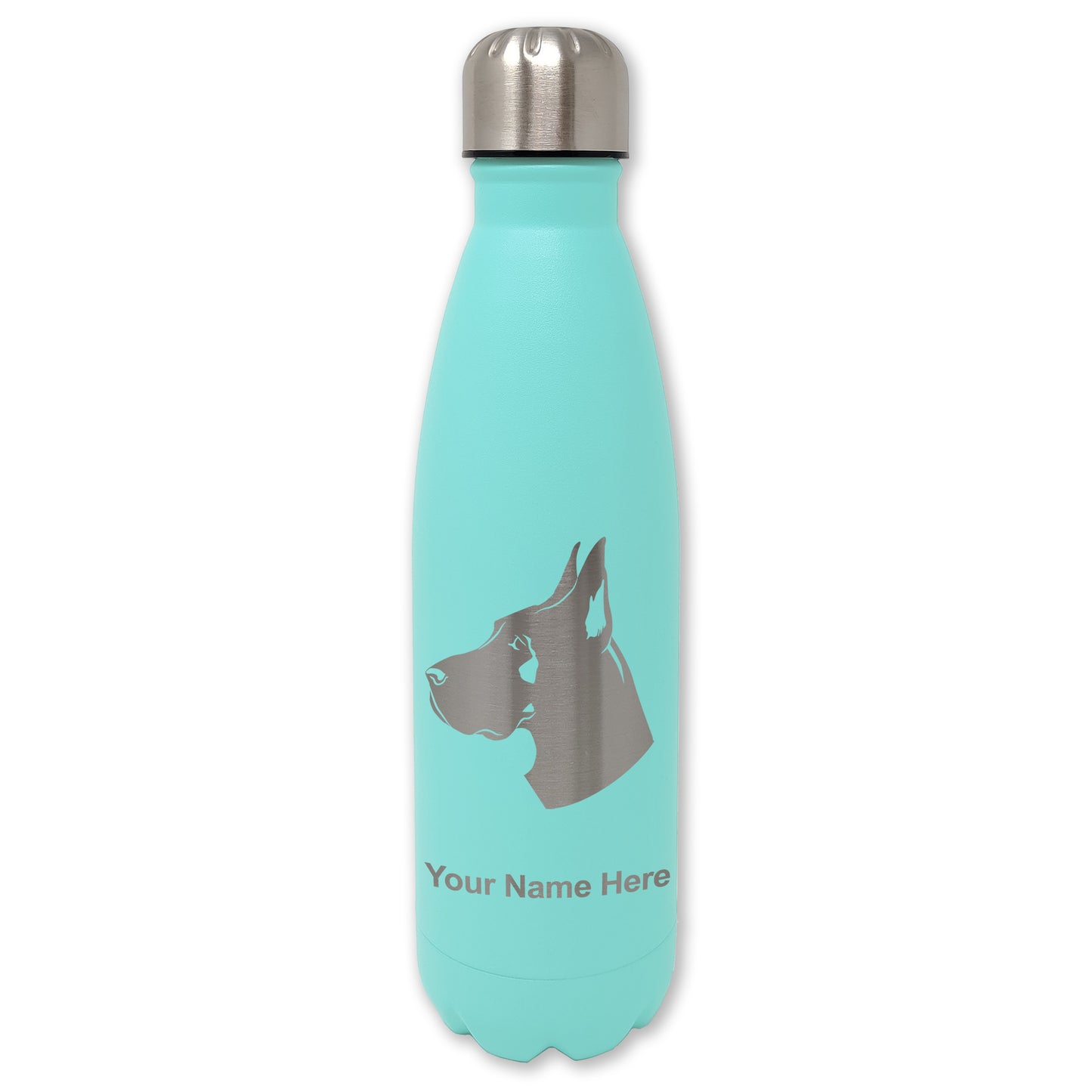 LaserGram Double Wall Water Bottle, Great Dane Dog, Personalized Engraving Included