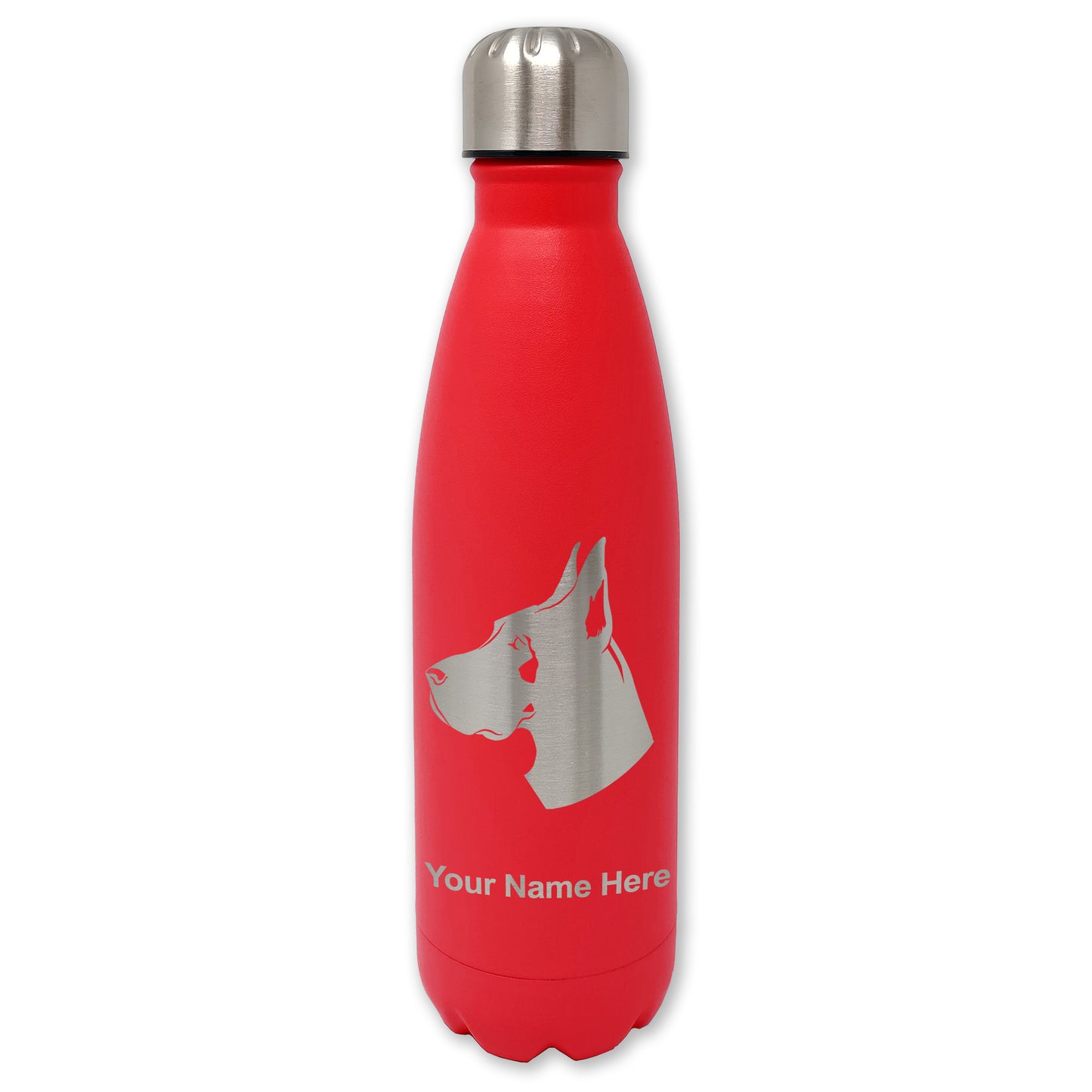 LaserGram Double Wall Water Bottle, Great Dane Dog, Personalized Engraving Included