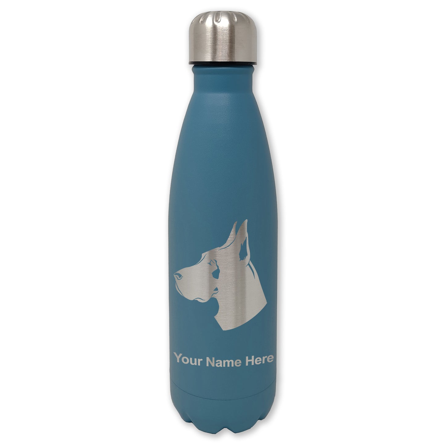 LaserGram Double Wall Water Bottle, Great Dane Dog, Personalized Engraving Included