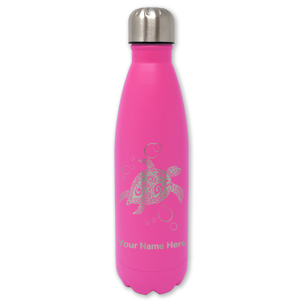 LaserGram Double Wall Water Bottle, Hawaiian Sea Turtle, Personalized Engraving Included