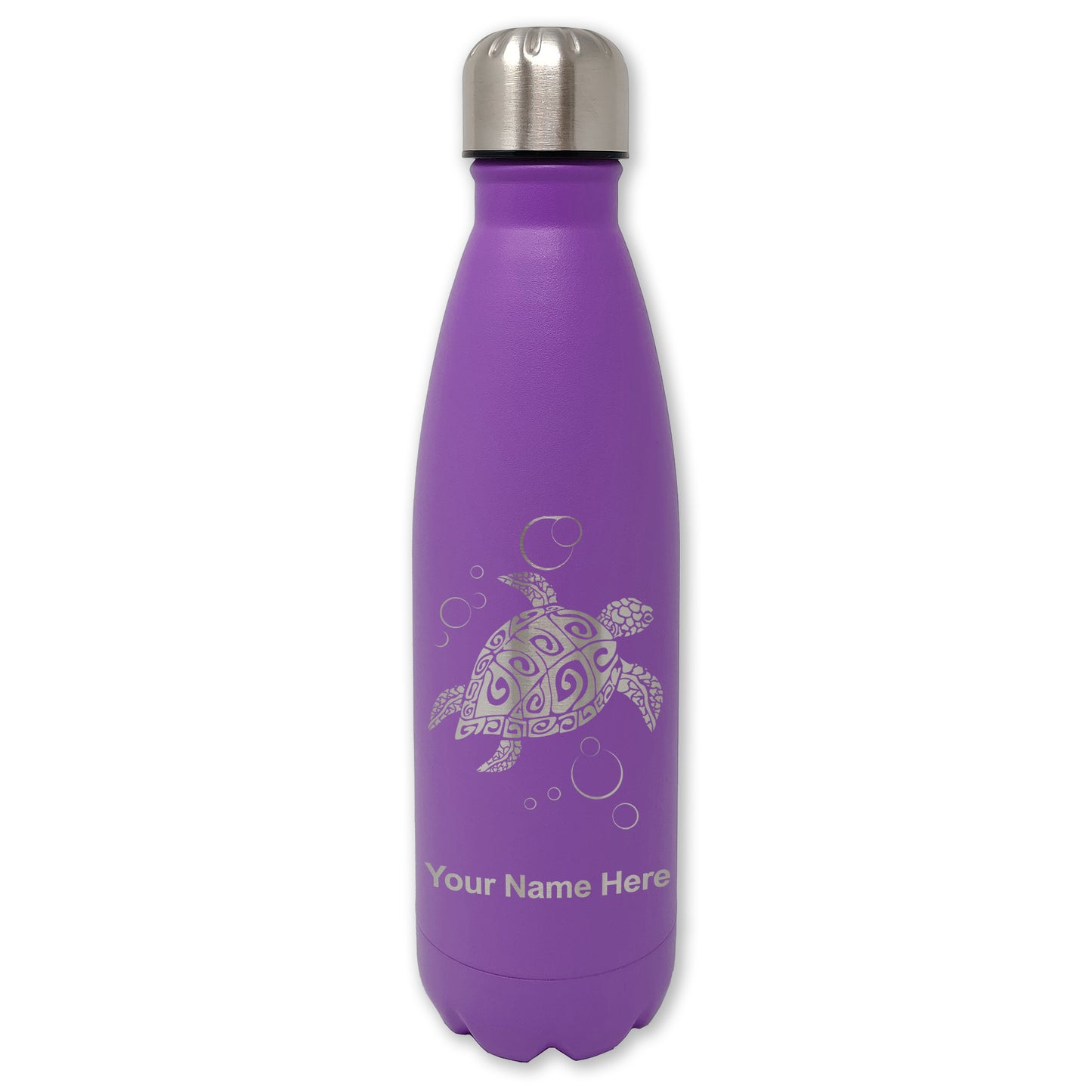 LaserGram Double Wall Water Bottle, Hawaiian Sea Turtle, Personalized Engraving Included
