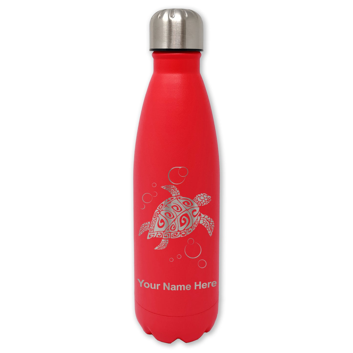 LaserGram Double Wall Water Bottle, Hawaiian Sea Turtle, Personalized Engraving Included