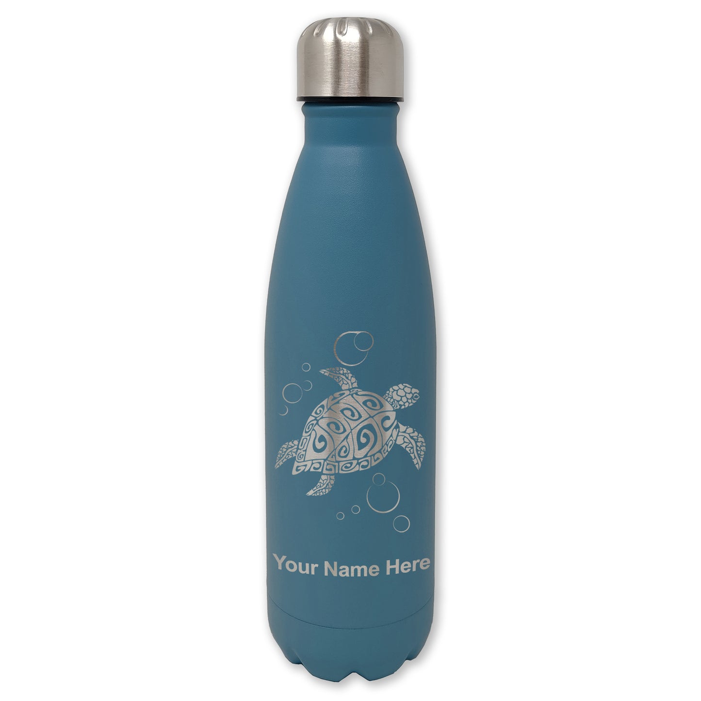 LaserGram Double Wall Water Bottle, Hawaiian Sea Turtle, Personalized Engraving Included