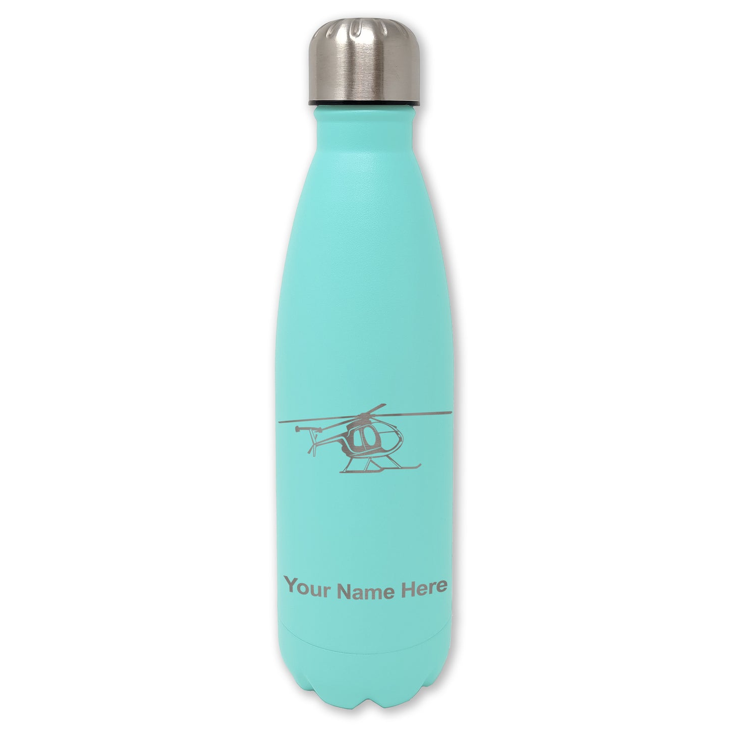 LaserGram Double Wall Water Bottle, Helicopter 1, Personalized Engraving Included