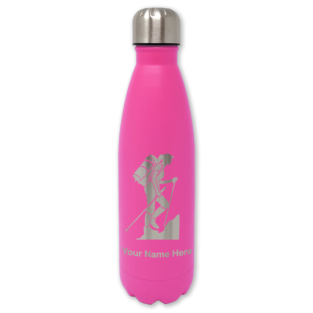 LaserGram Double Wall Water Bottle, Hiker Woman, Personalized Engraving Included