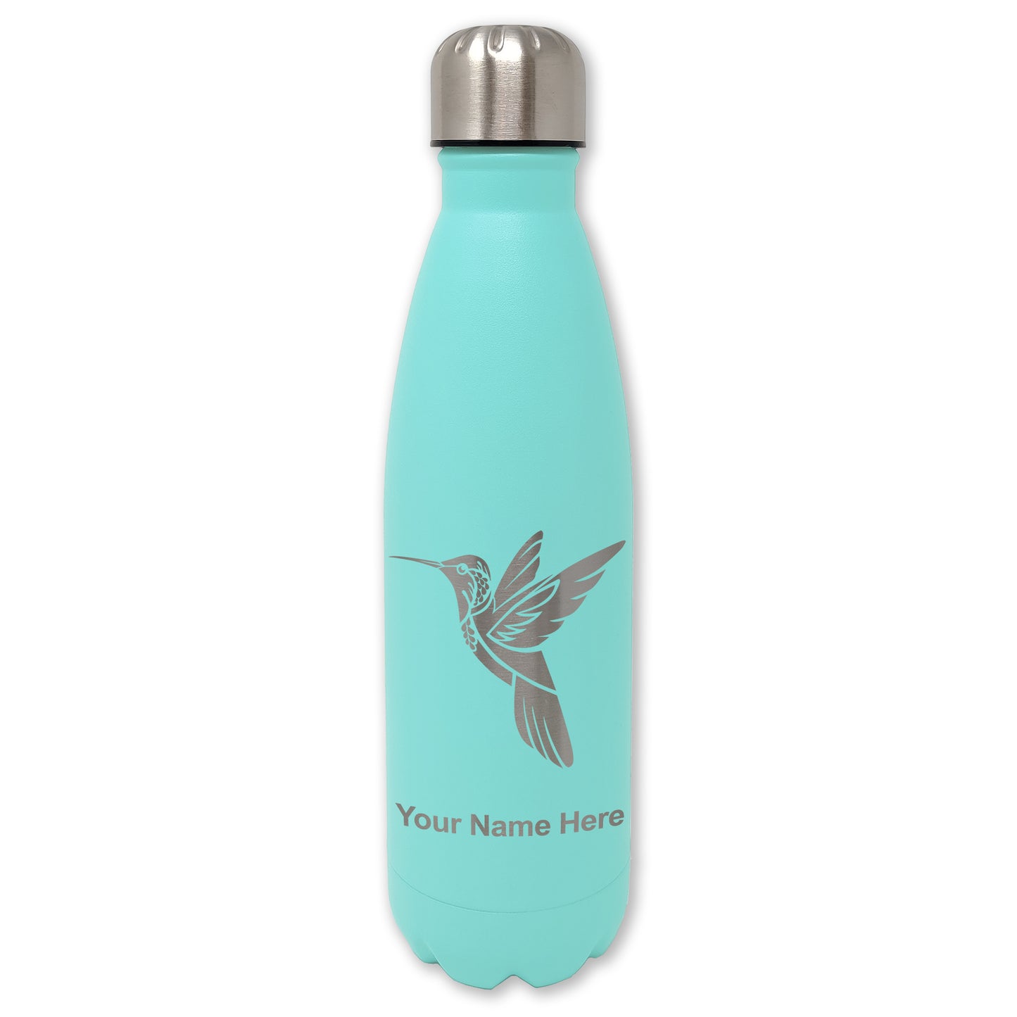LaserGram Double Wall Water Bottle, Hummingbird, Personalized Engraving Included