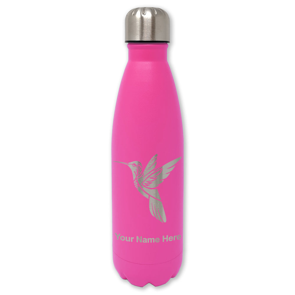 LaserGram Double Wall Water Bottle, Hummingbird, Personalized Engraving Included