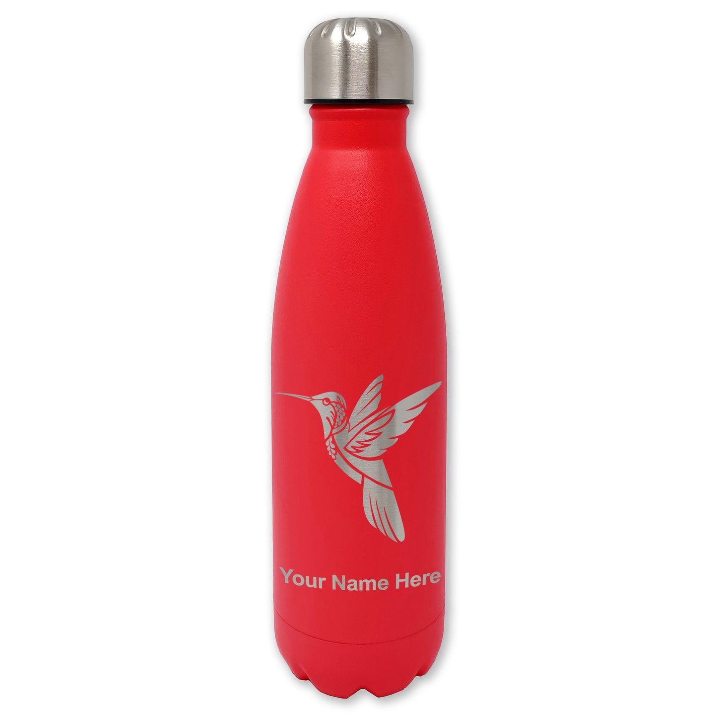 LaserGram Double Wall Water Bottle, Hummingbird, Personalized Engraving Included