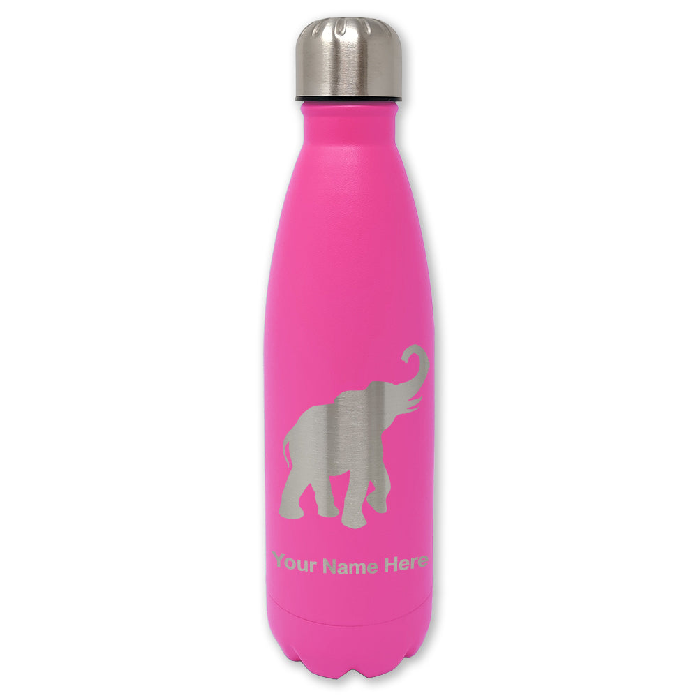 LaserGram Double Wall Water Bottle, Indian Elephant, Personalized Engraving Included
