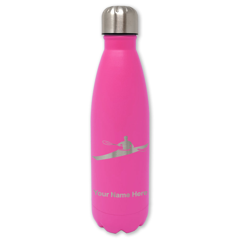 LaserGram Double Wall Water Bottle, Kayak Man, Personalized Engraving Included