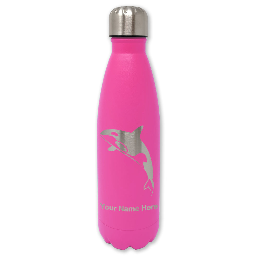 LaserGram Double Wall Water Bottle, Killer Whale, Personalized Engraving Included