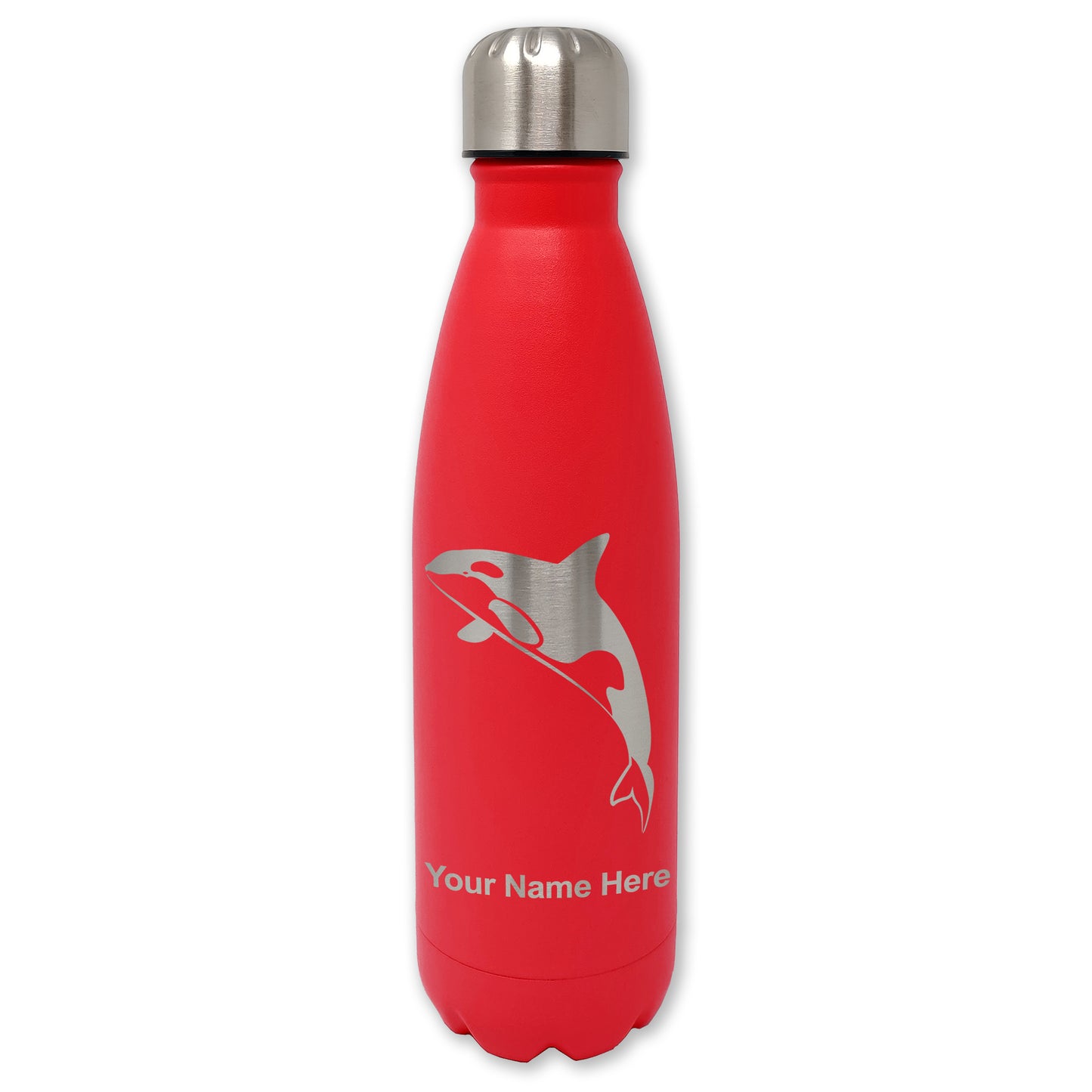 LaserGram Double Wall Water Bottle, Killer Whale, Personalized Engraving Included