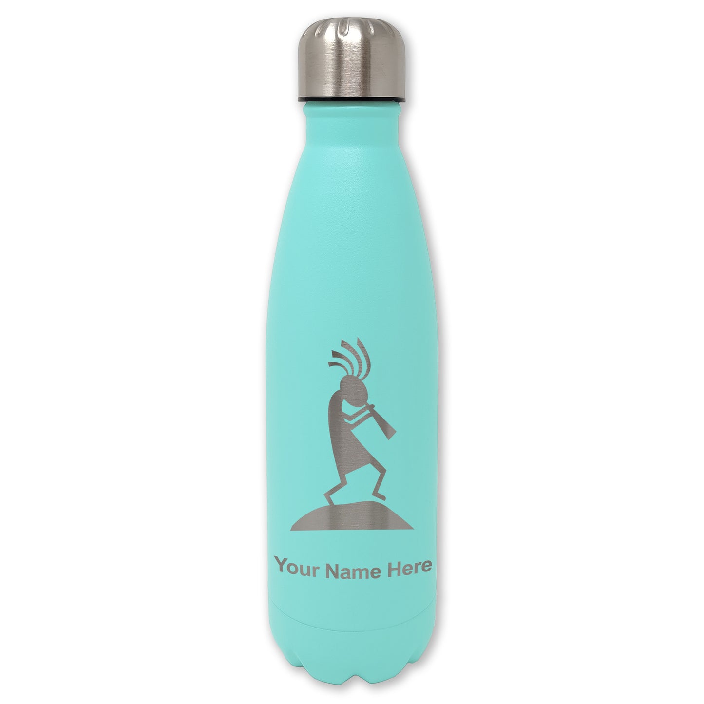 LaserGram Double Wall Water Bottle, Kokopelli, Personalized Engraving Included