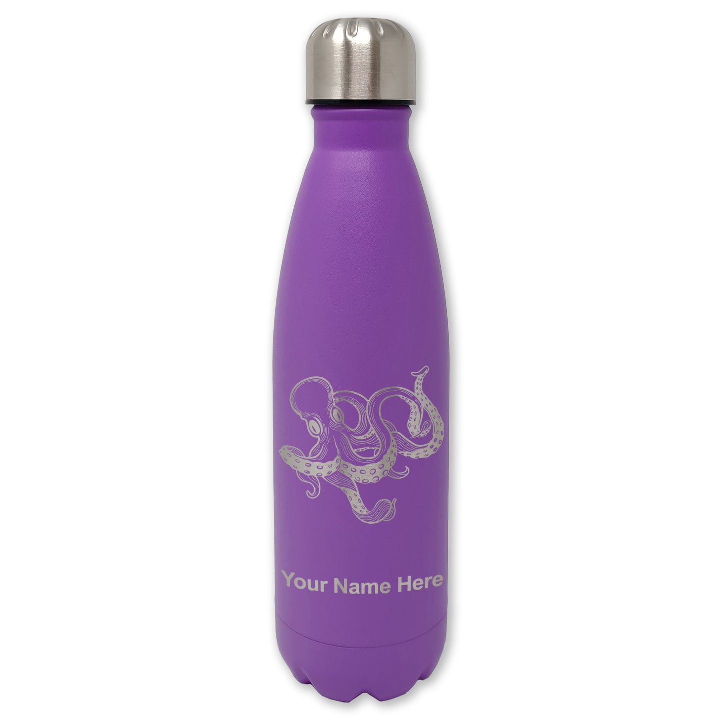 LaserGram Double Wall Water Bottle, Kraken, Personalized Engraving Included