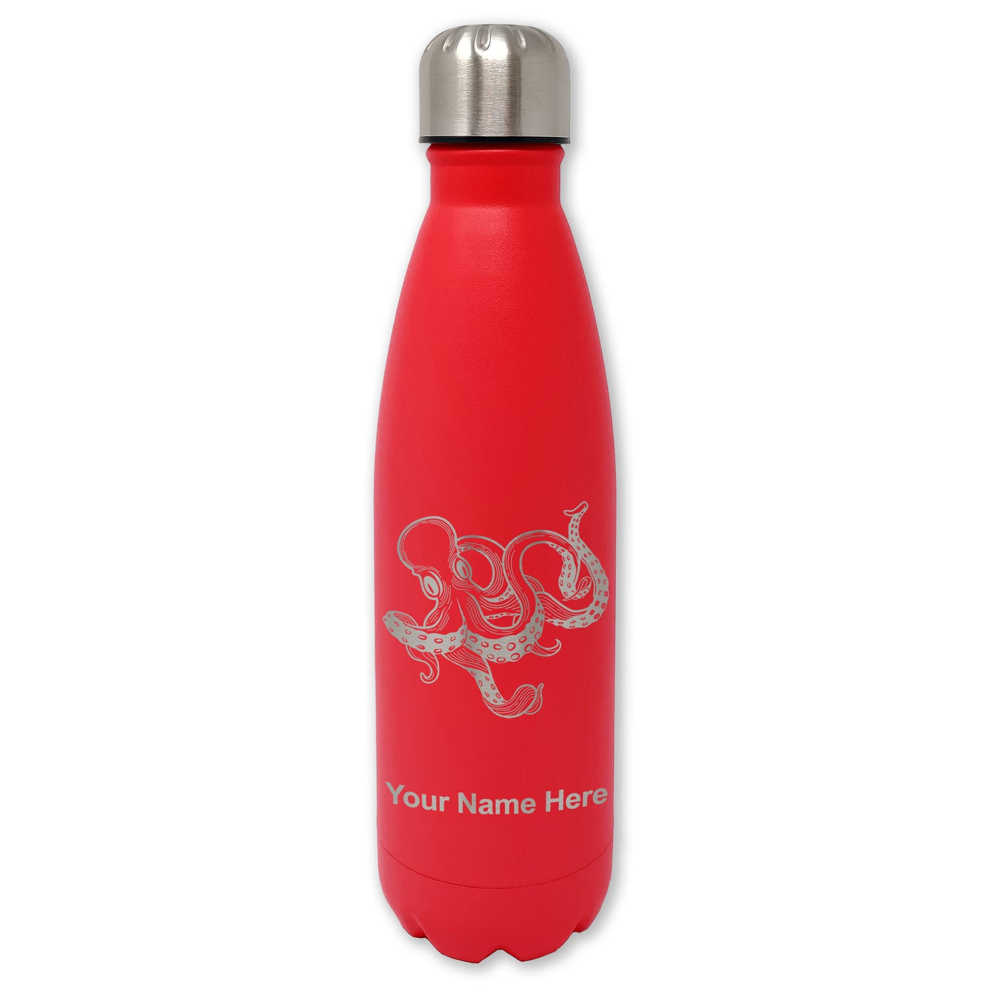 LaserGram Double Wall Water Bottle, Kraken, Personalized Engraving Included
