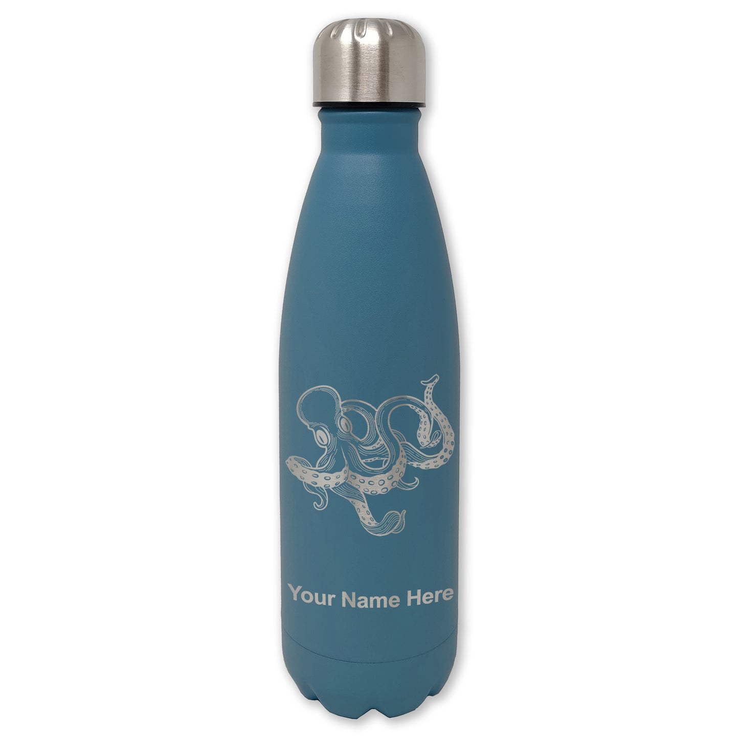 LaserGram Double Wall Water Bottle, Kraken, Personalized Engraving Included