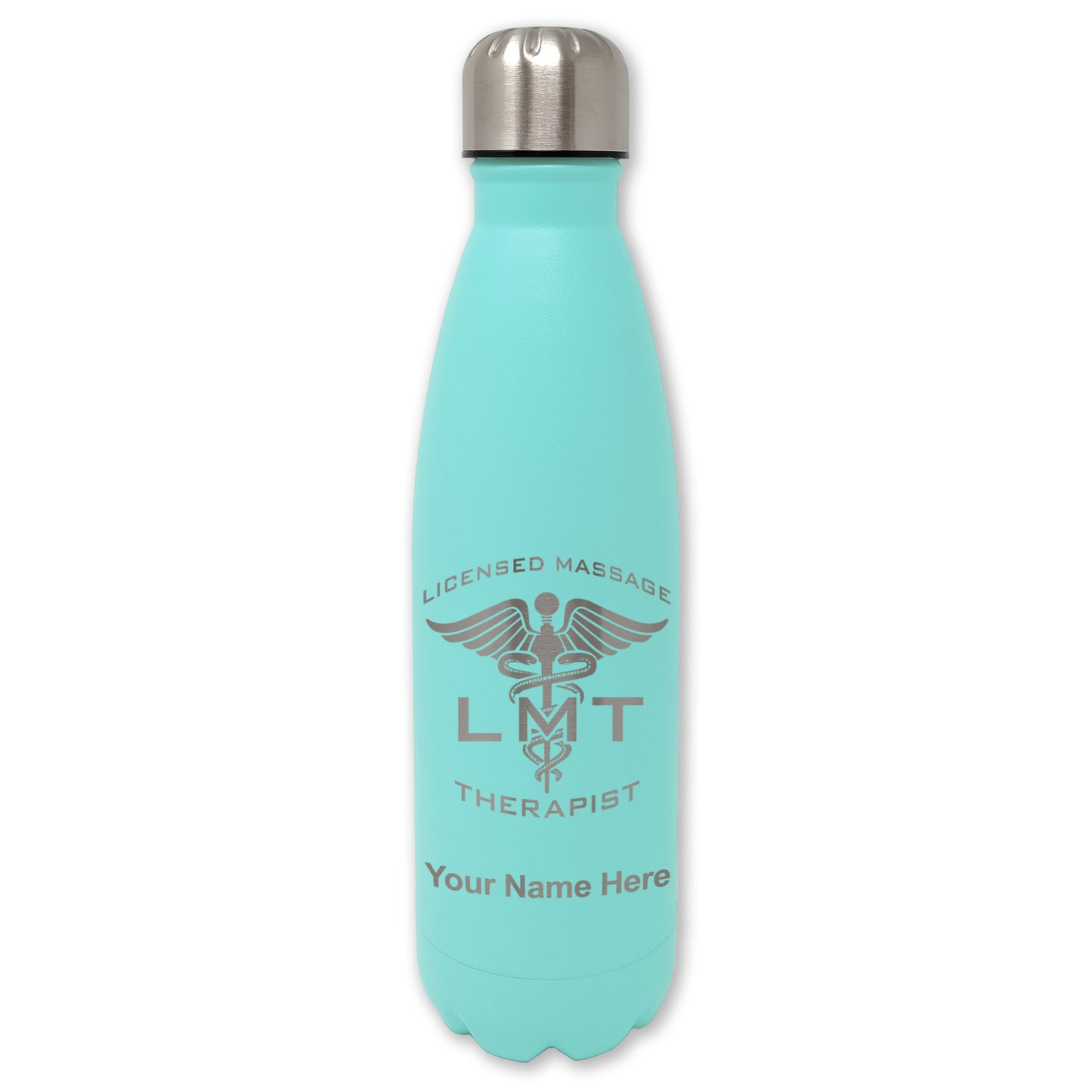 LaserGram Double Wall Water Bottle, LMT Licensed Massage Therapist, Personalized Engraving Included