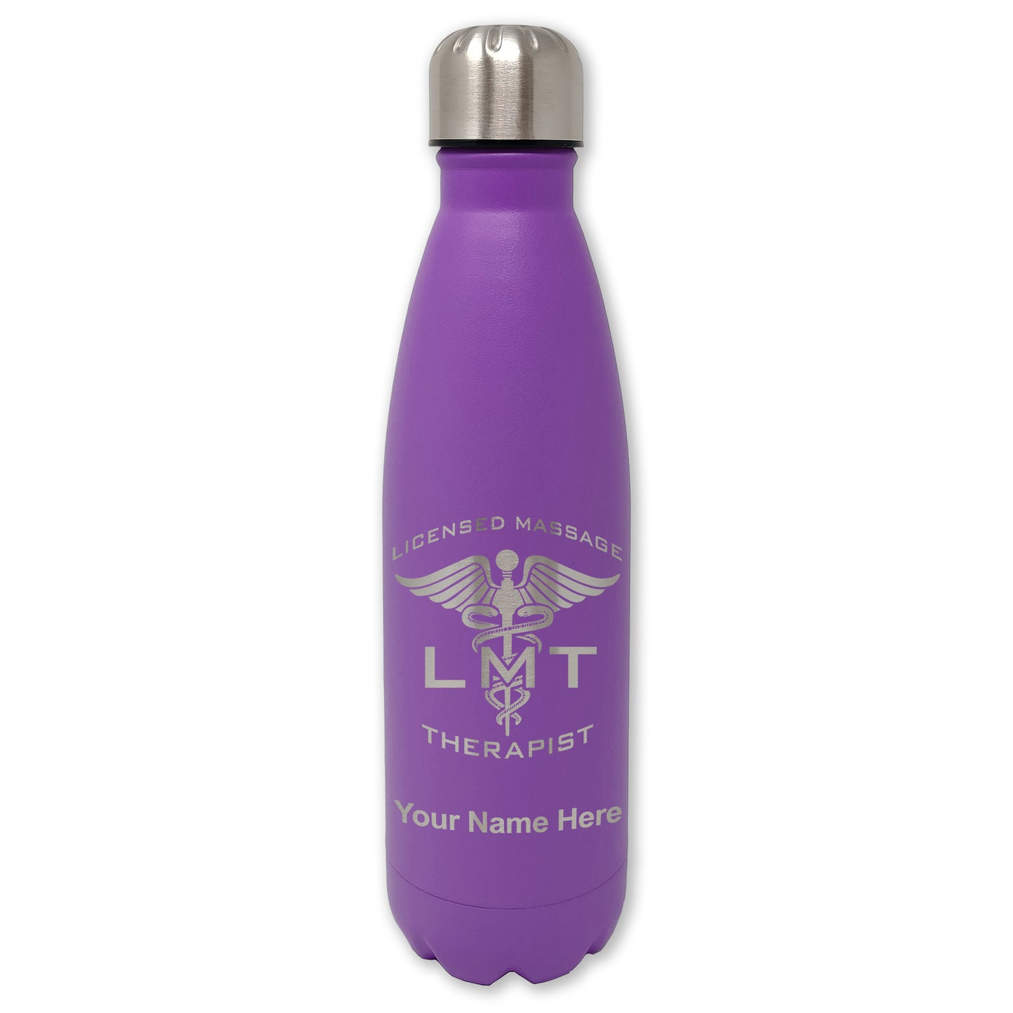 LaserGram Double Wall Water Bottle, LMT Licensed Massage Therapist, Personalized Engraving Included