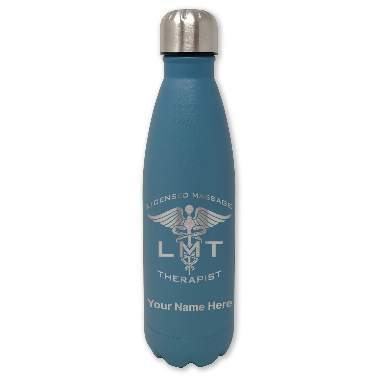 LaserGram Double Wall Water Bottle, LMT Licensed Massage Therapist, Personalized Engraving Included